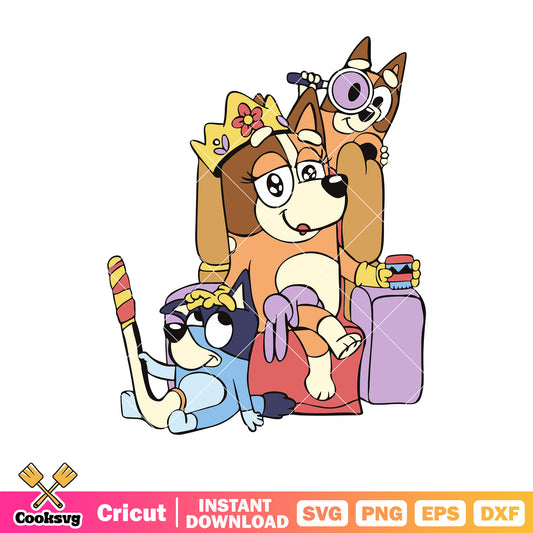 Mumlife vintage bluey bingo cartoon svg, bluey family svg, bluey queen​ svg