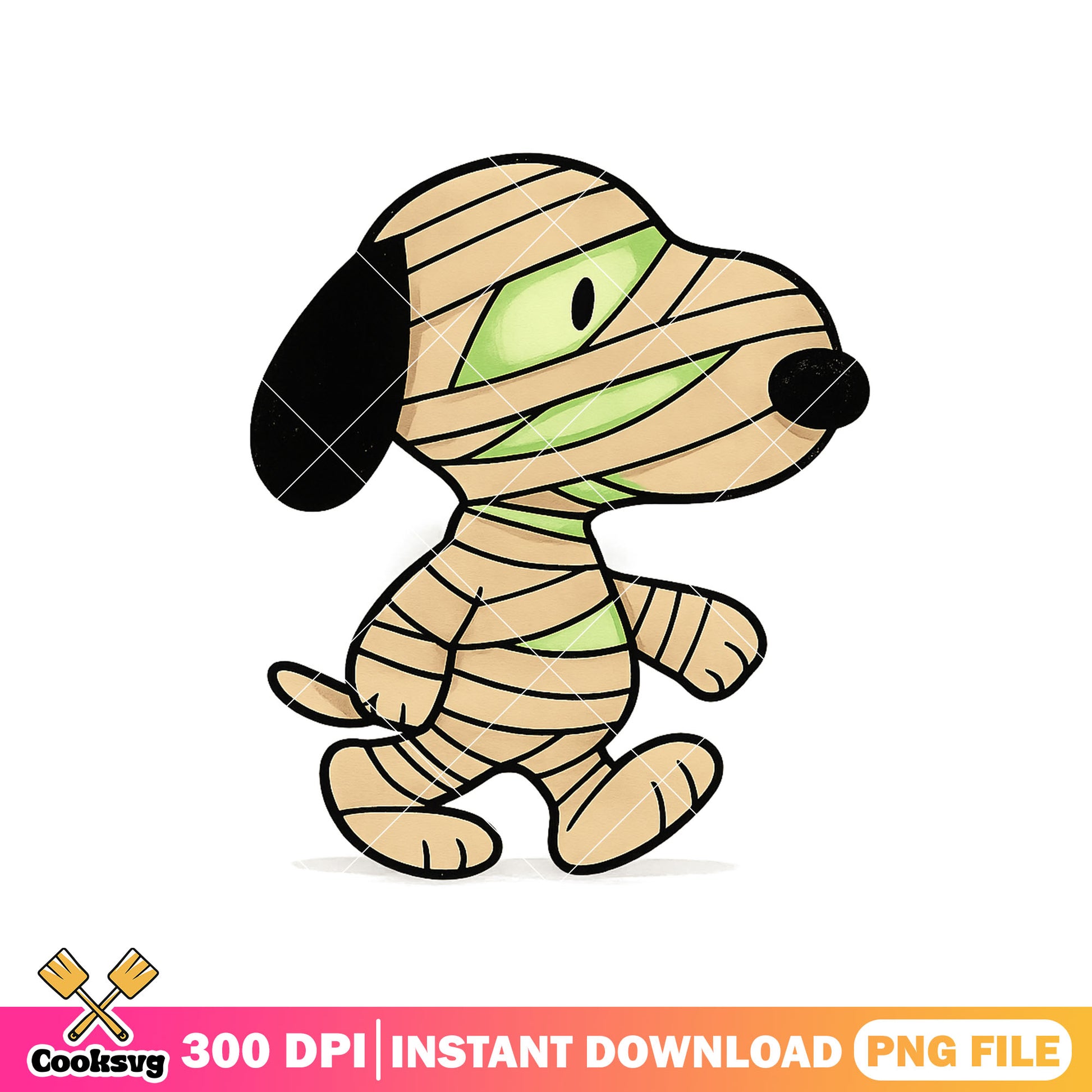Mummy dog png, snoopy costume png, halloween costume png
