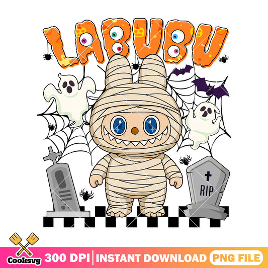Mummy labubu halloween png, halloween mummy​​ png, labubu pumpkin png