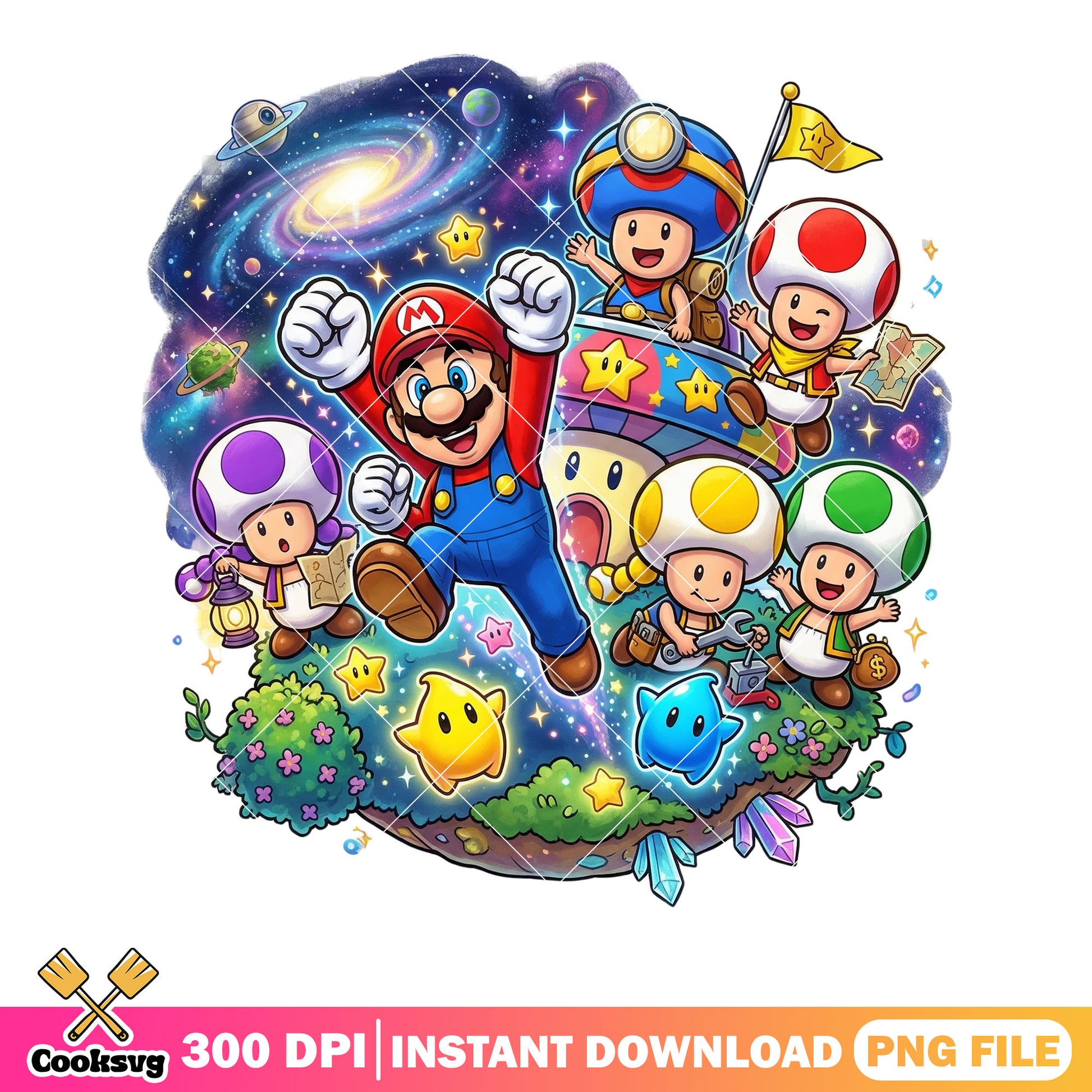 Murshroom mario toad vibes png, toad mario png, nintendo galaxy png