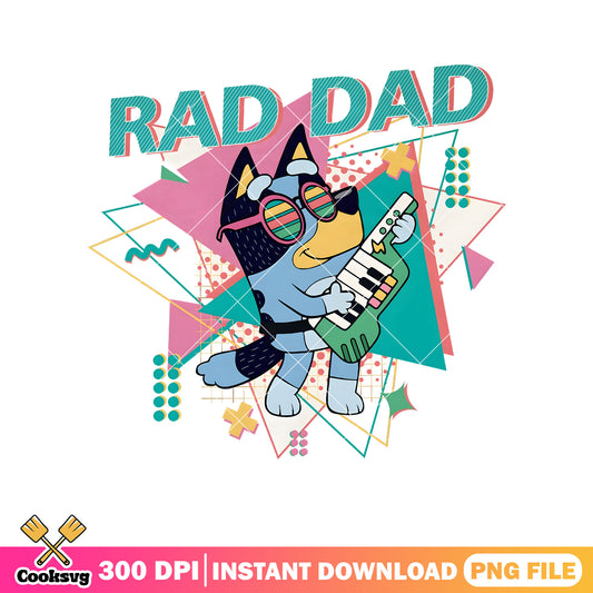 Music bandit bluey rad dad cool png, bluey ornament​ png, character bluey png