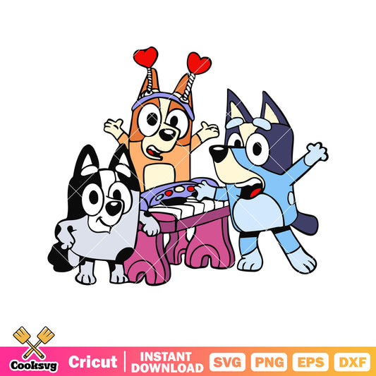 Music embroidery bluey muffin bingo svg, bluey music svg, bluey friends svg