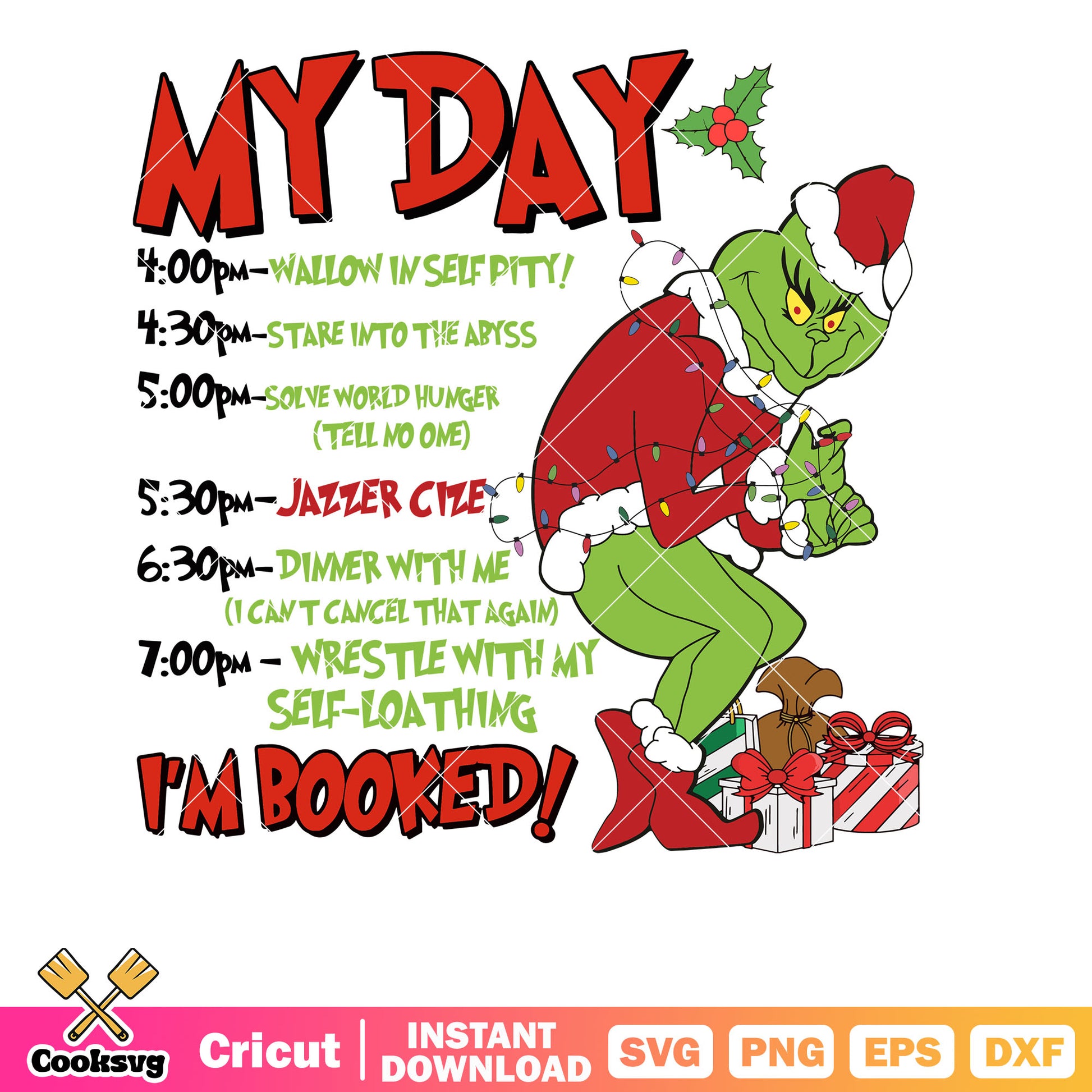 My Day Grinchmas Im Booked svg design, merry grinchmas svg