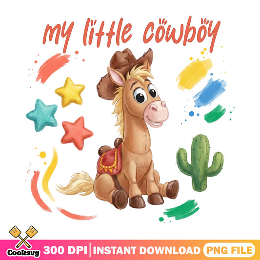 My Little Cowboy PNG, Cute Horse Cowboy Hat PNG, Western PNG