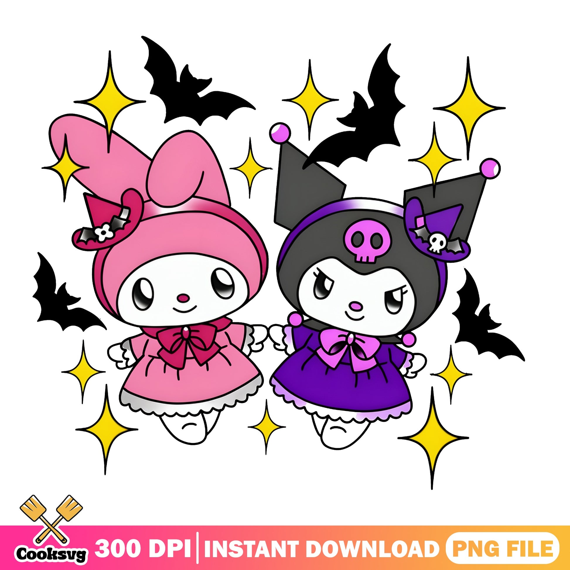 My Melody And Kuromi Halloween PNG, Sanrio PNG, Halloween PNG