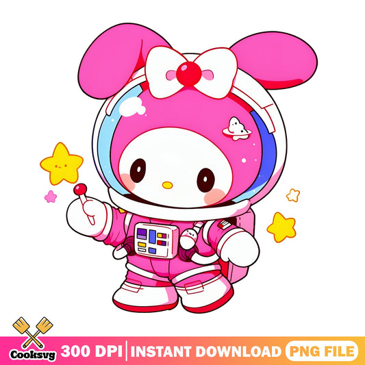My Melody Astronaut PNG, Sanrio Space PNG, Cute Kawaii PNG