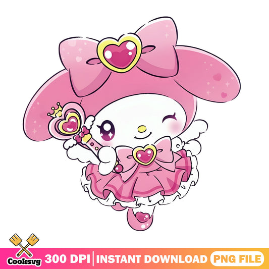 My Melody Magic Wand PNG, Sanrio Cute PNG, My Melody PNG