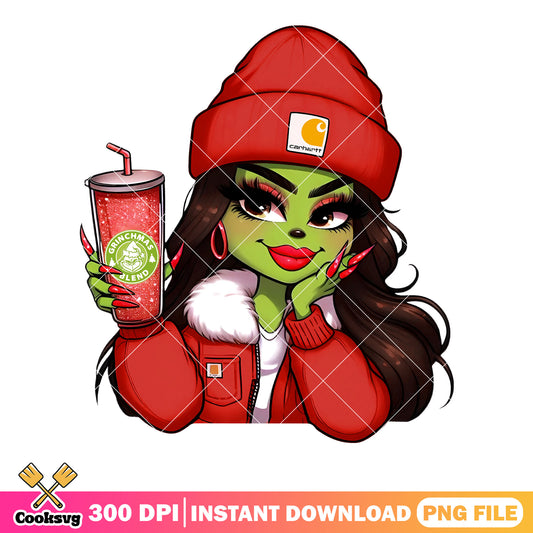 My christmas red grinch girl png, christmas beani png, the grinch png