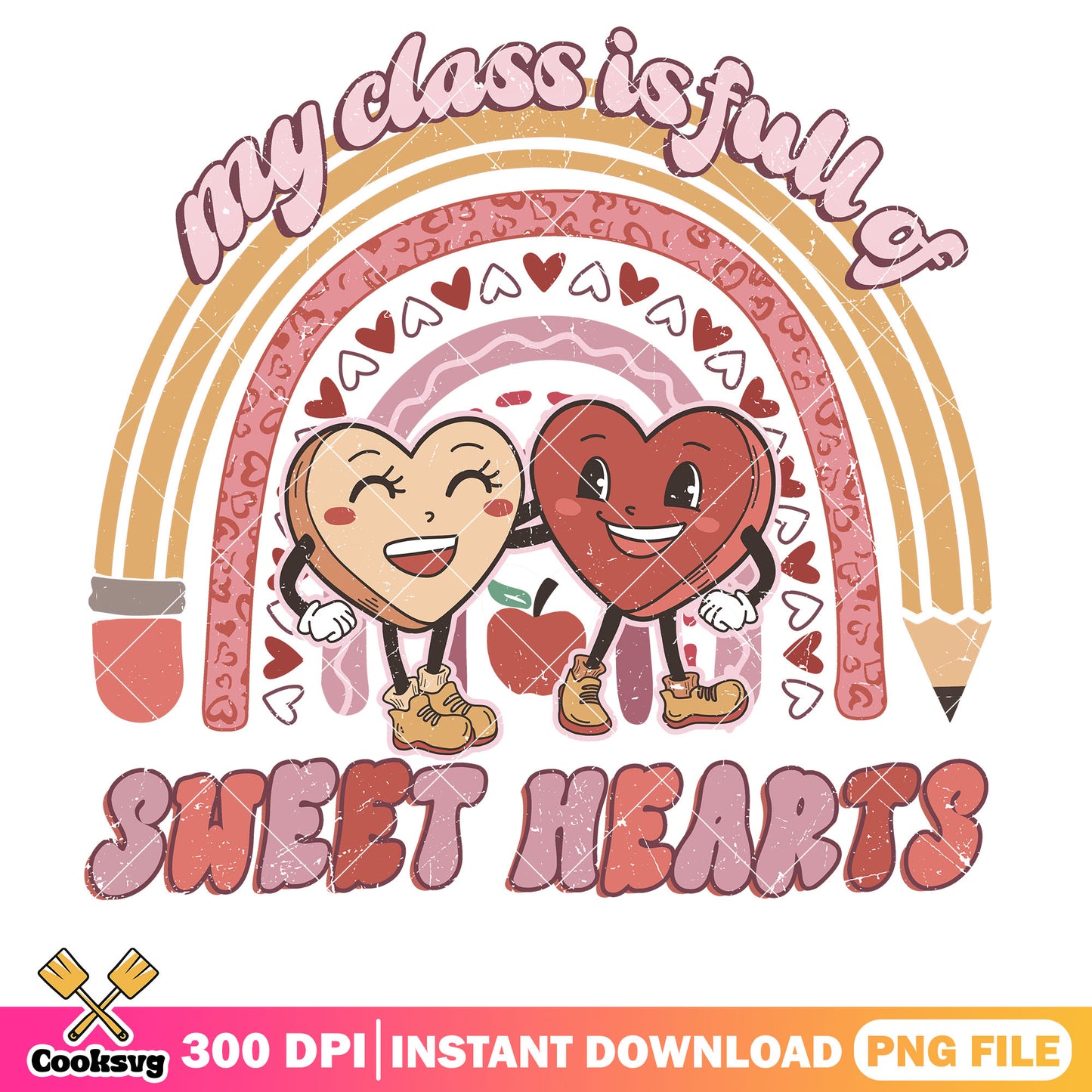 My class is full of sweet heart rainbow png, rainbow pencil png