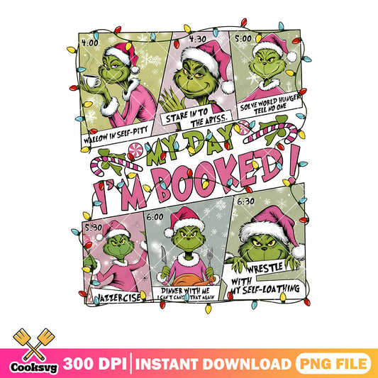My day im booked png, christmas stringlight png, the grinch png