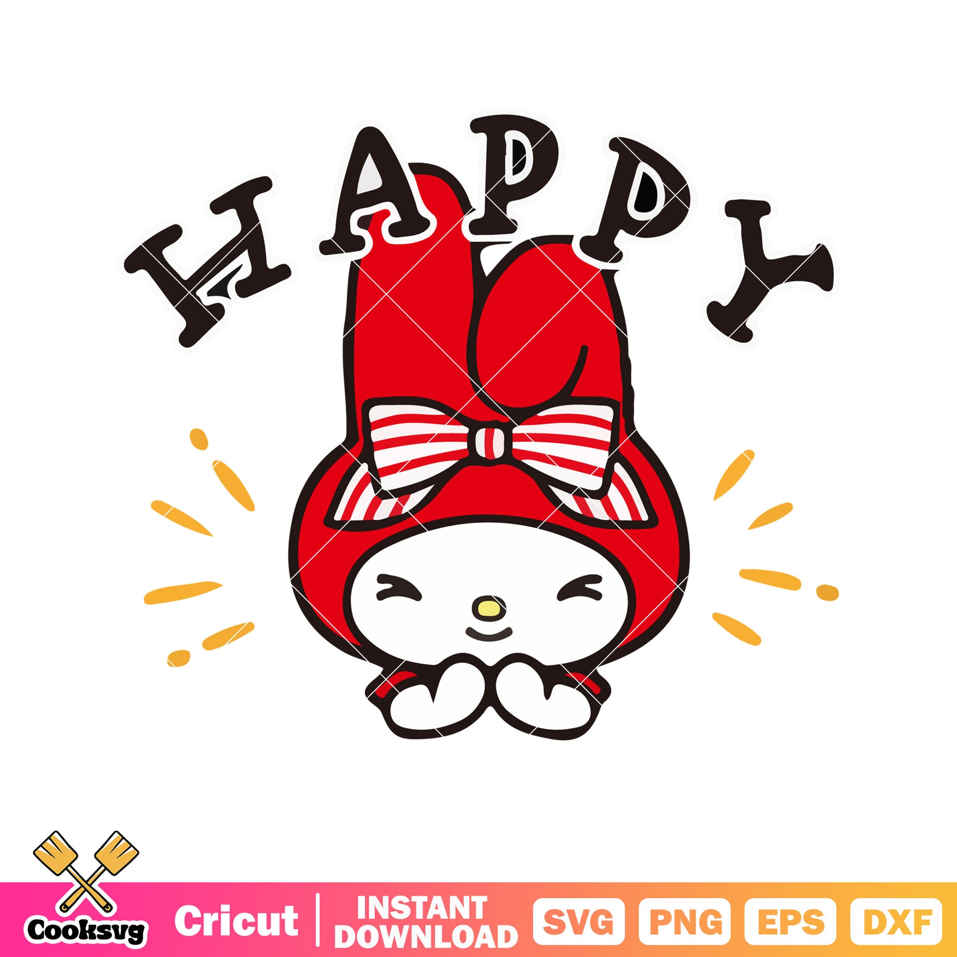 My melody cartoon happy svg, my melody sanrio svg, sanrio cartoon svg