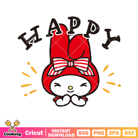 My melody cartoon happy svg, my melody sanrio svg, sanrio cartoon svg