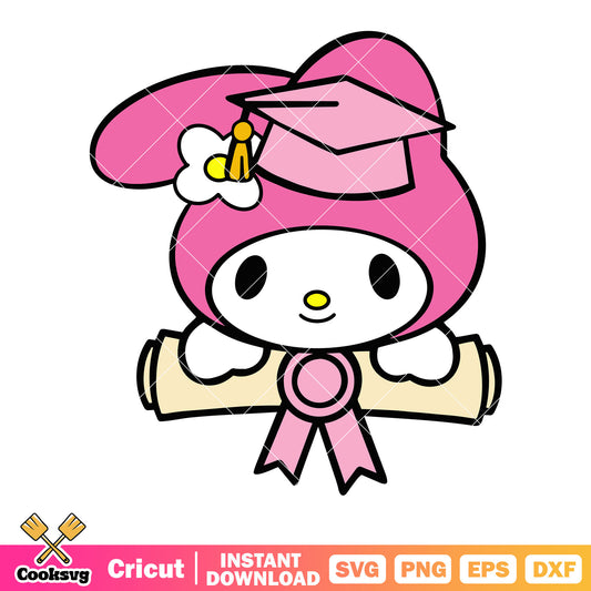My melody diploma svg, mortarboard svg, cartoon for kids​ svg