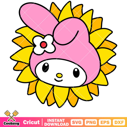 My melody face sunflower svg, my melody svg​, sanrio cartoon svg
