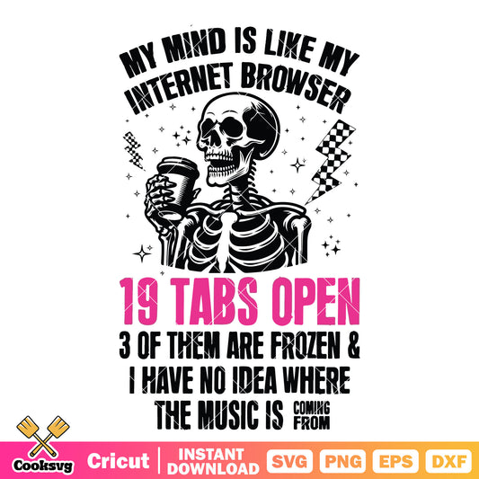 My mind is like my internet browser svg, skeleton quotes​ svg