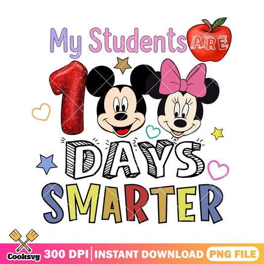 My students 100 days smarter png, disney land png, back to school png