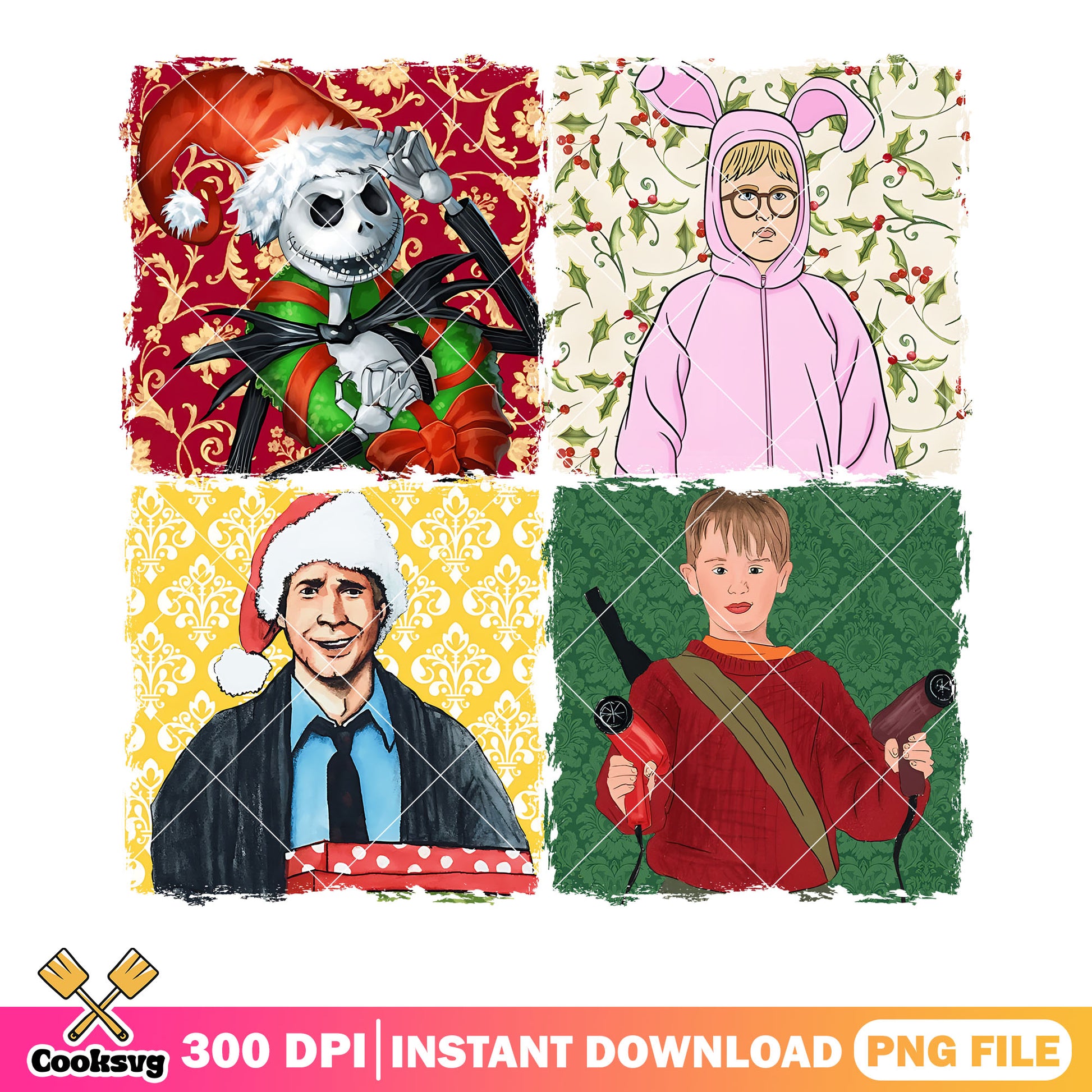 My xmas comic character png, ralphi parker png, jack skelington png