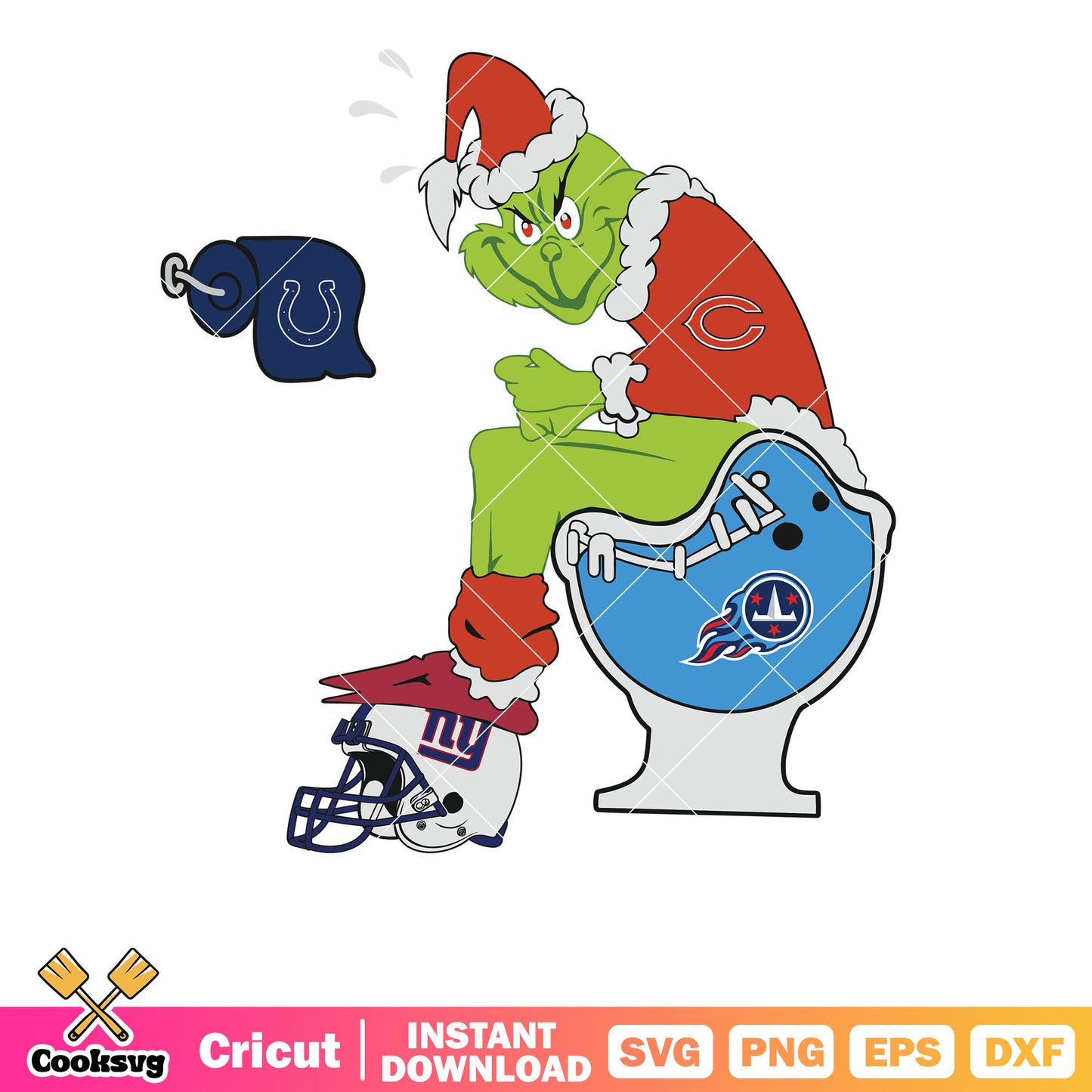 NFL Chicago Bears SVG Grinch nfl, grinch sitting on toilet svg