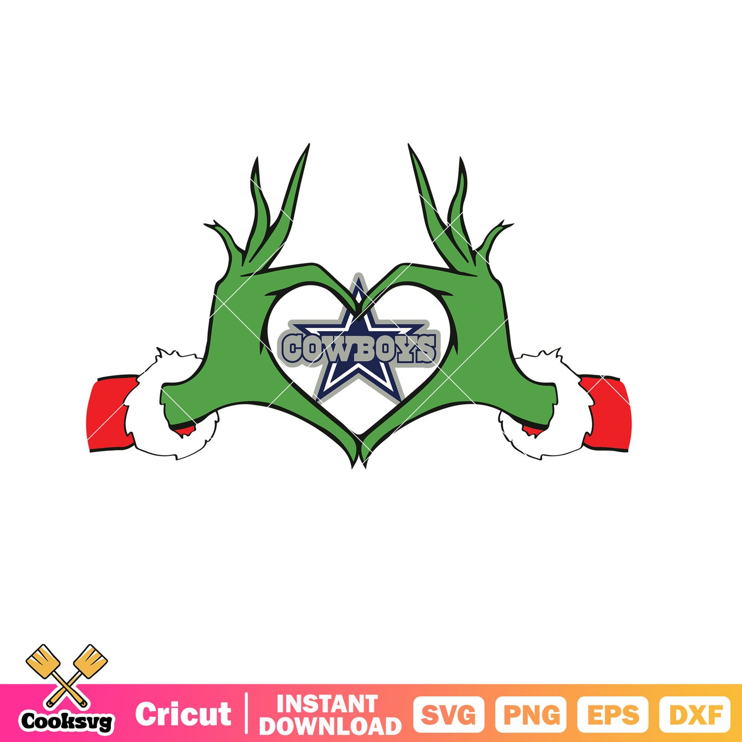 NFL Cowboys Grinch Heart Hand svg, grinch hand svg, grinch cowboys dallas svg