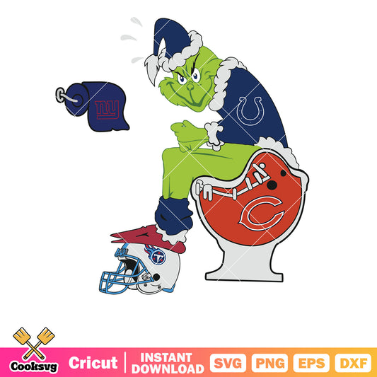 NFL Indianapolis Colts SVG Grinch, grinch sitting on toilet svg