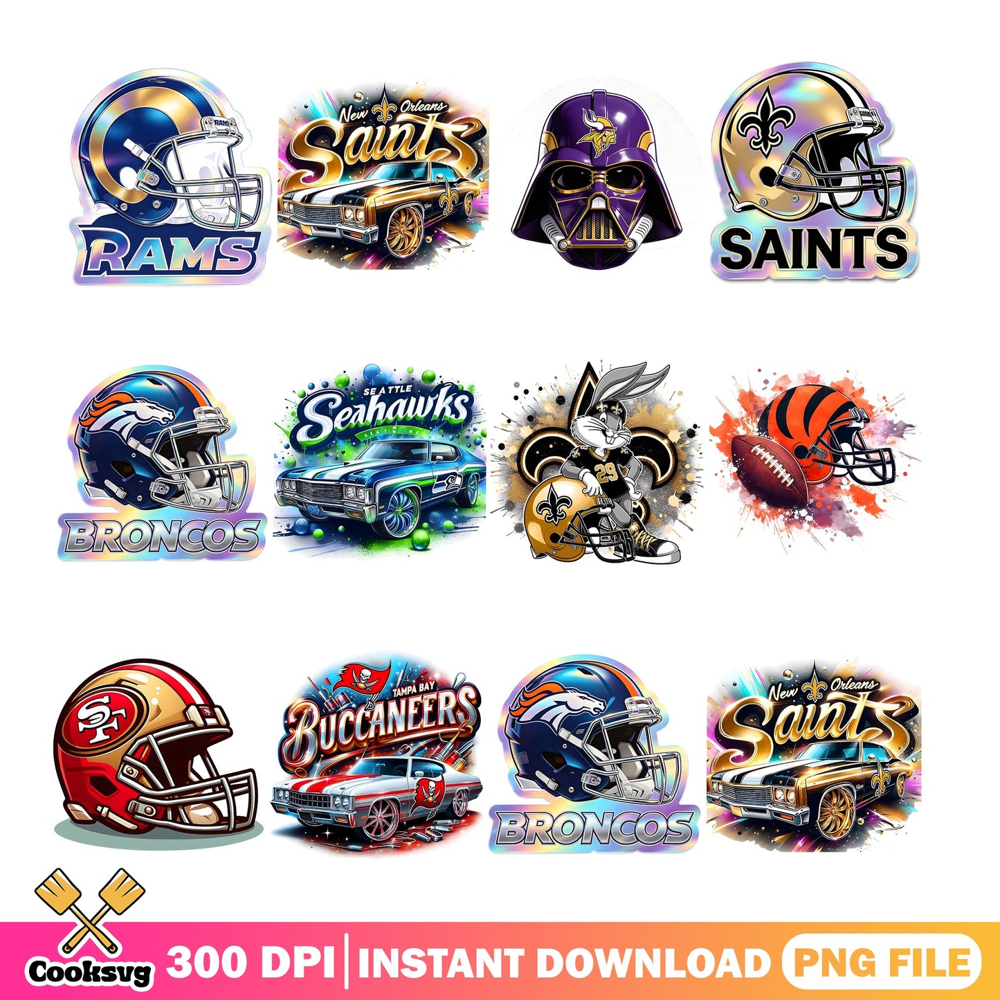 NFL Teams Bundle PNG, Football Helmet Sublimation, Sports PNG