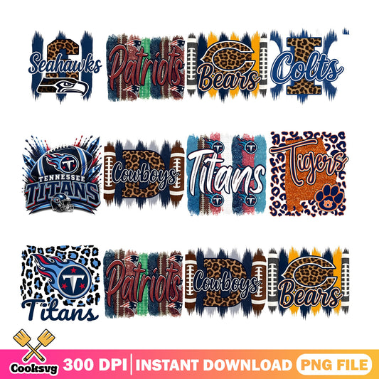 NFL Teams Leopard PNG Bundle, Football Teams PNG, Sports PNG