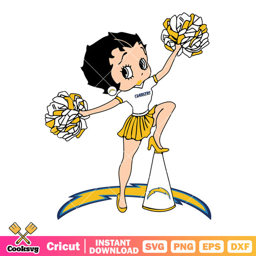 NFL cartoon football svg, Los angeles chargers svg, cheerleader svg