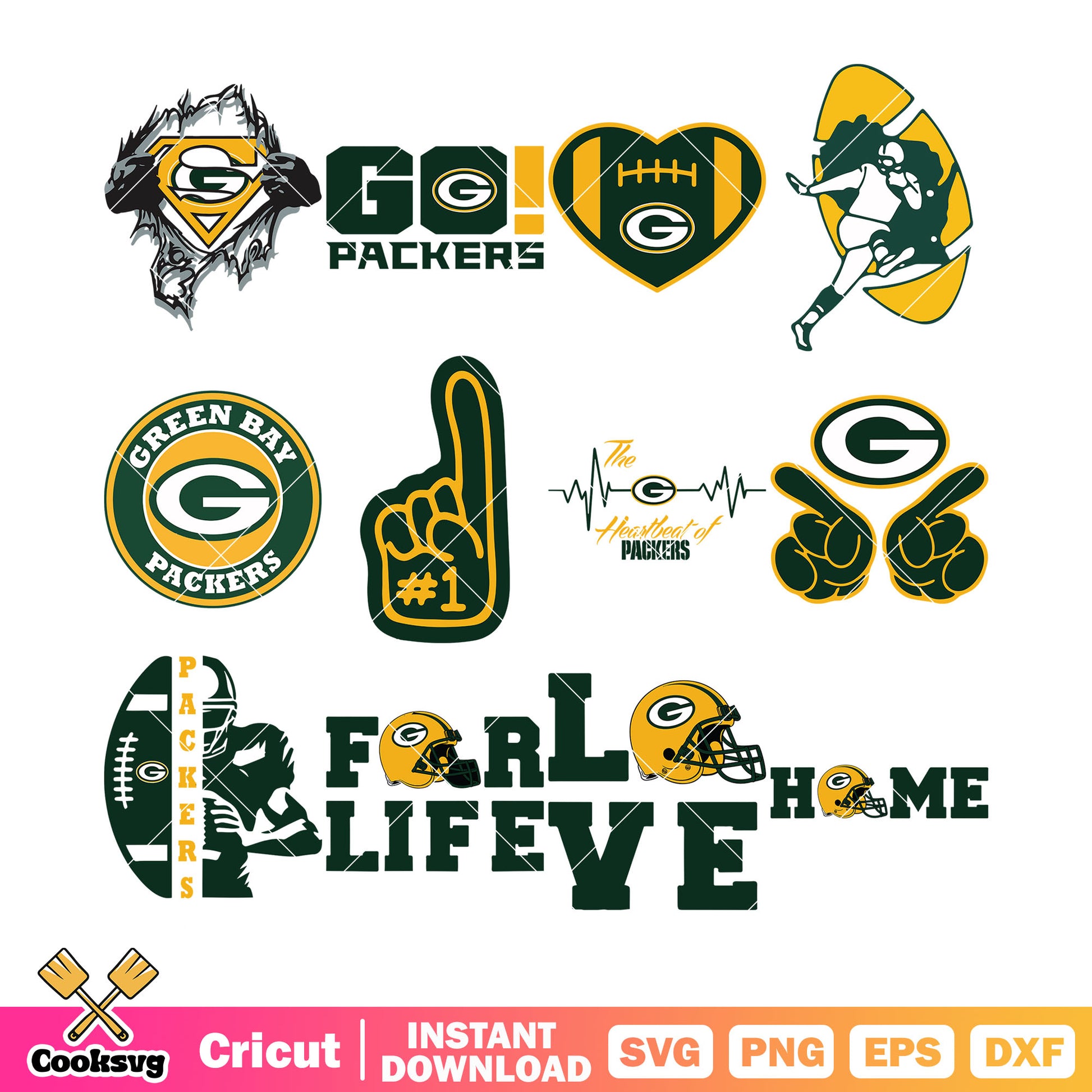 NFL football team packer bundle svg, green bay packer​ svg, nfl player svg