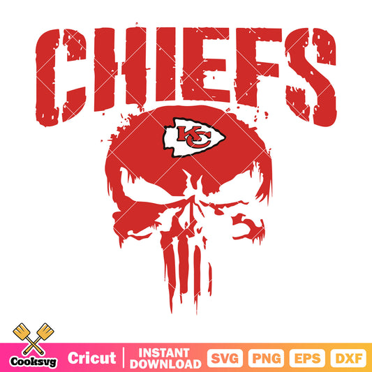 NFL football team svg, skukeleton skull svg, Kansas city chief svg