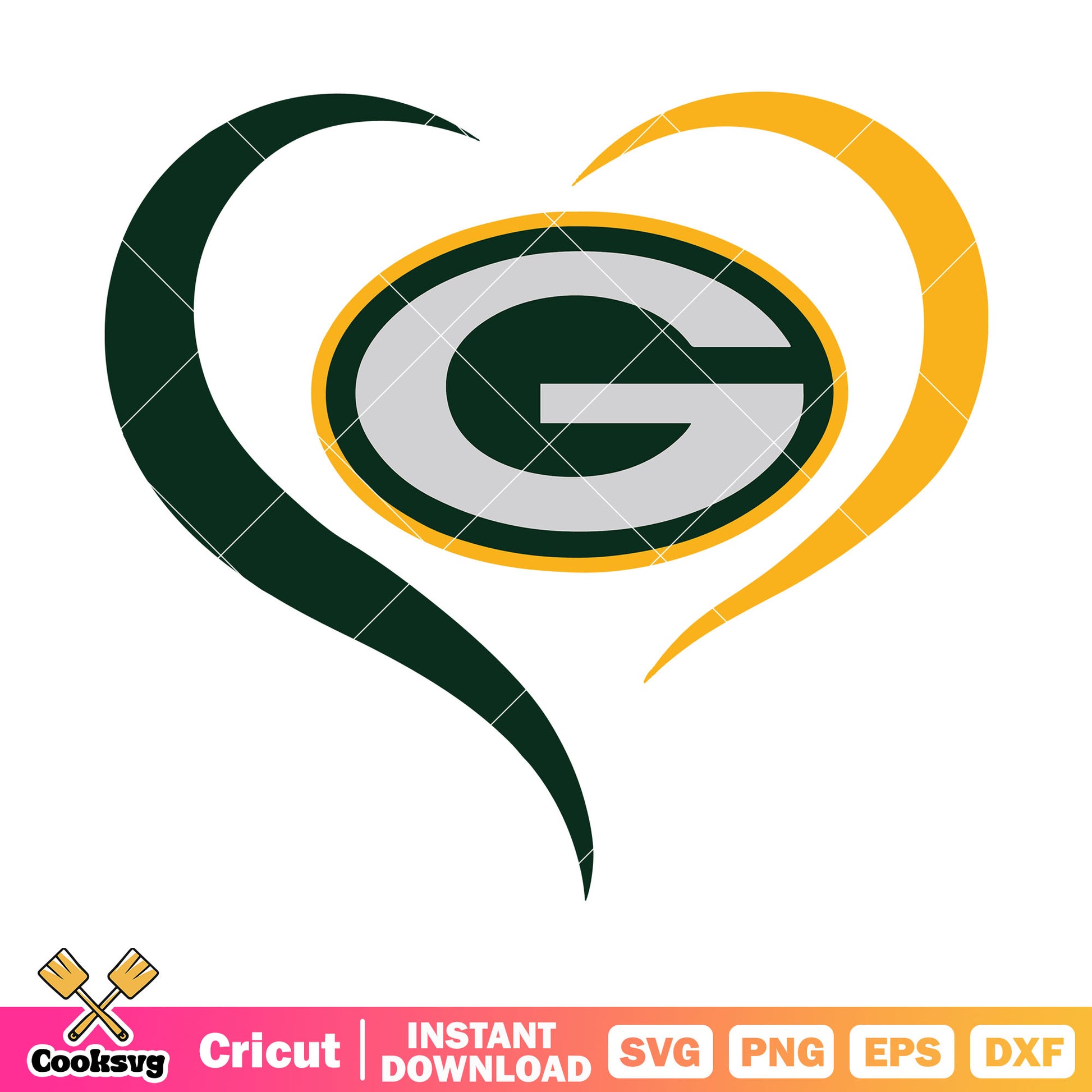 NFL heart shape g packers svg, green bay packers​ svg, nfl football svg