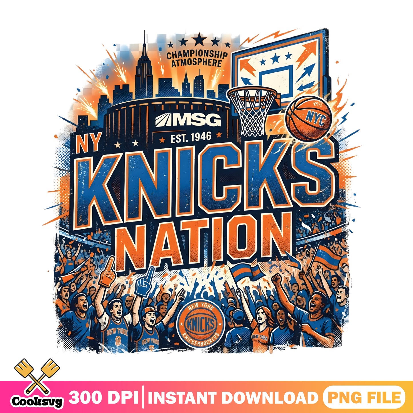 NY Knicks Nation Basketball PNG, New York Knicks Fan PNG, NBA PNG