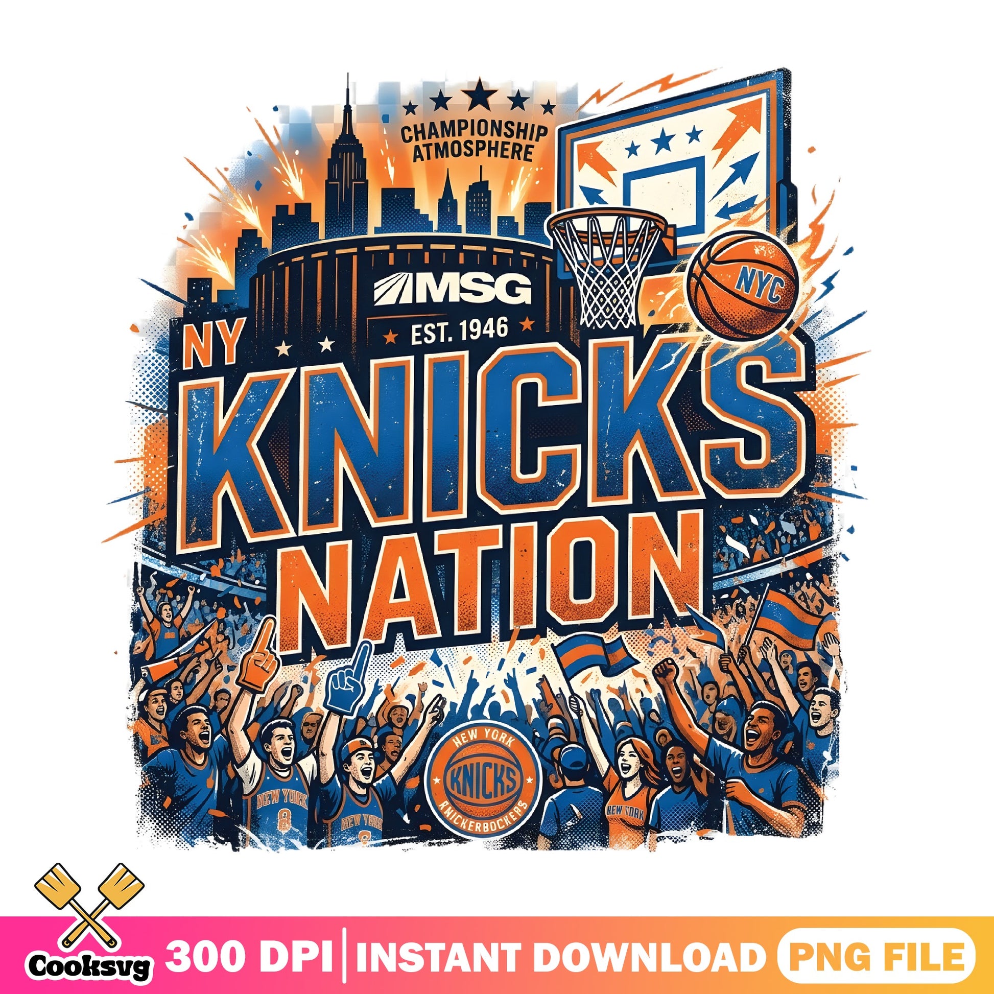 NY Knicks Nation Basketball PNG, New York Knicks Fan PNG, NBA PNG