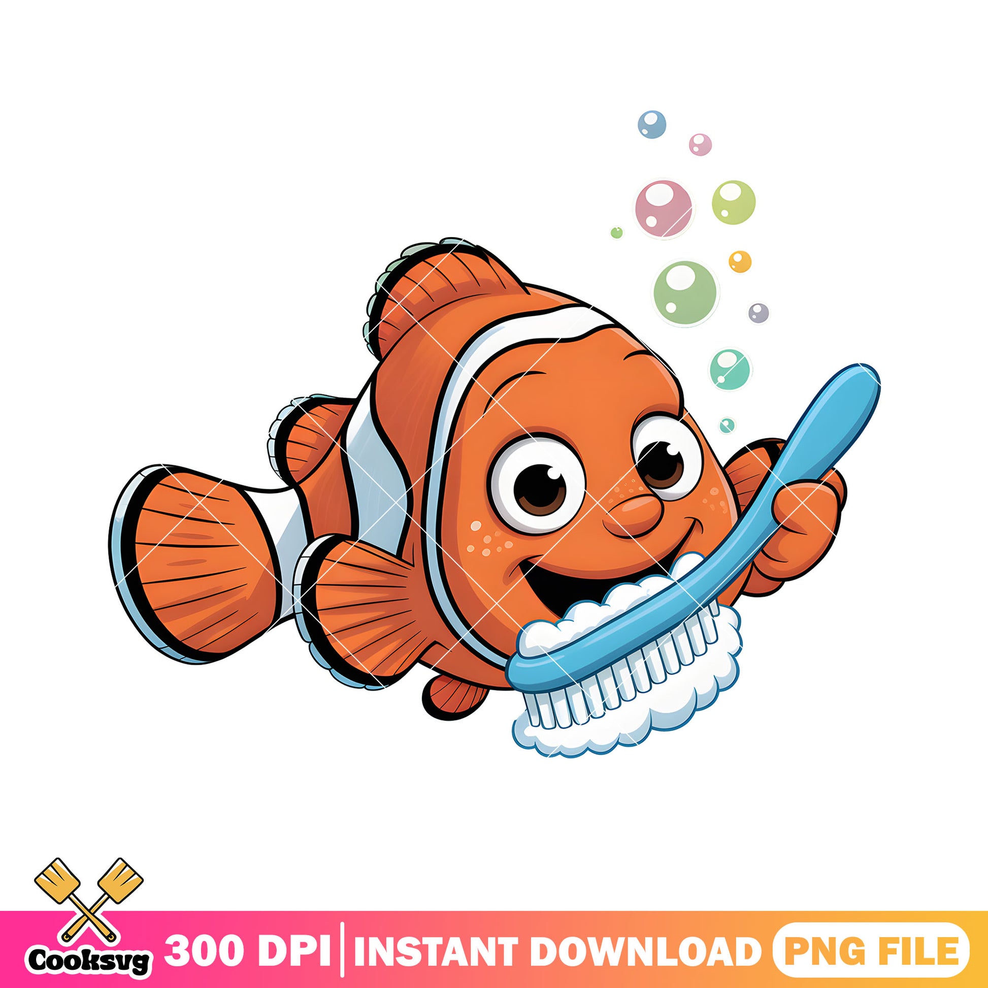 Nemo brush teeth png, disney nemo png, clownfish nemo​ png