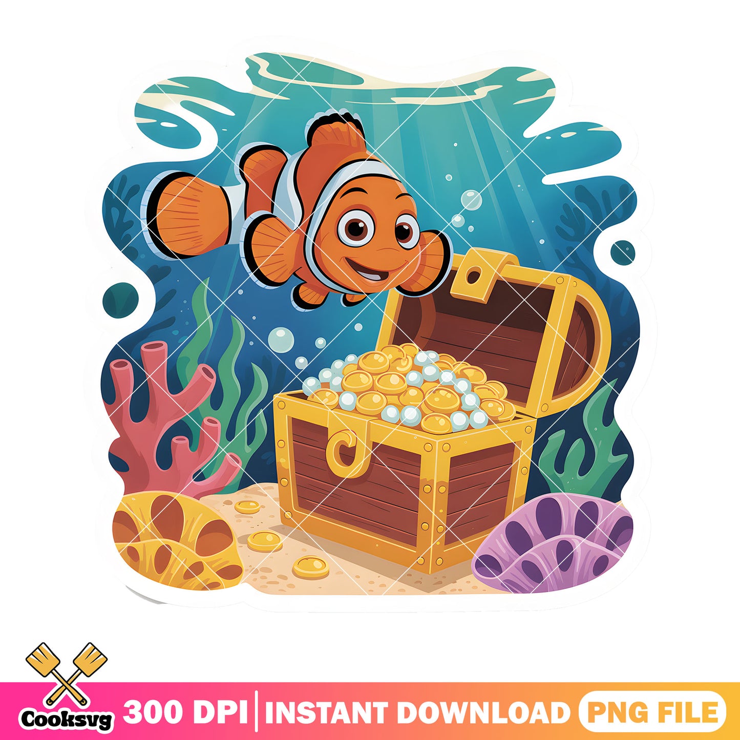 Nemo find a treasure png, nemo díney png, disney vibes png