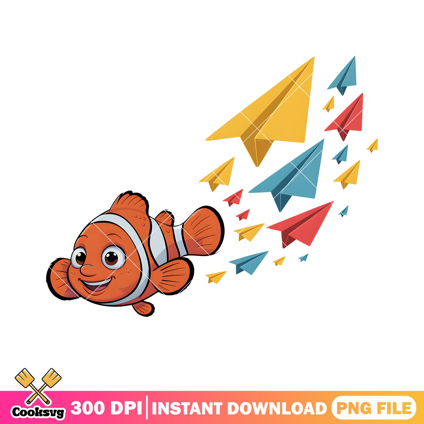 Nemo paper plane png, clownfish nemo png, poster nemo png