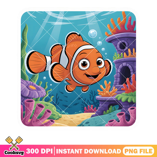Nemo poster coral png, disney vibes png, finding nemo 2 png