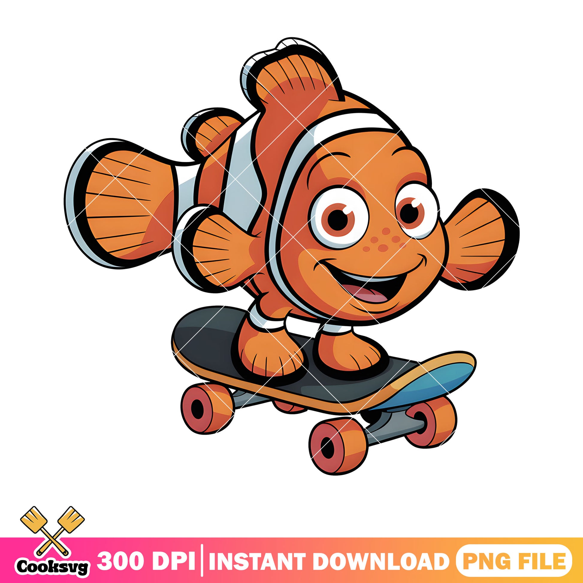 Nemo the skater png, disney character png, finding nemo png
