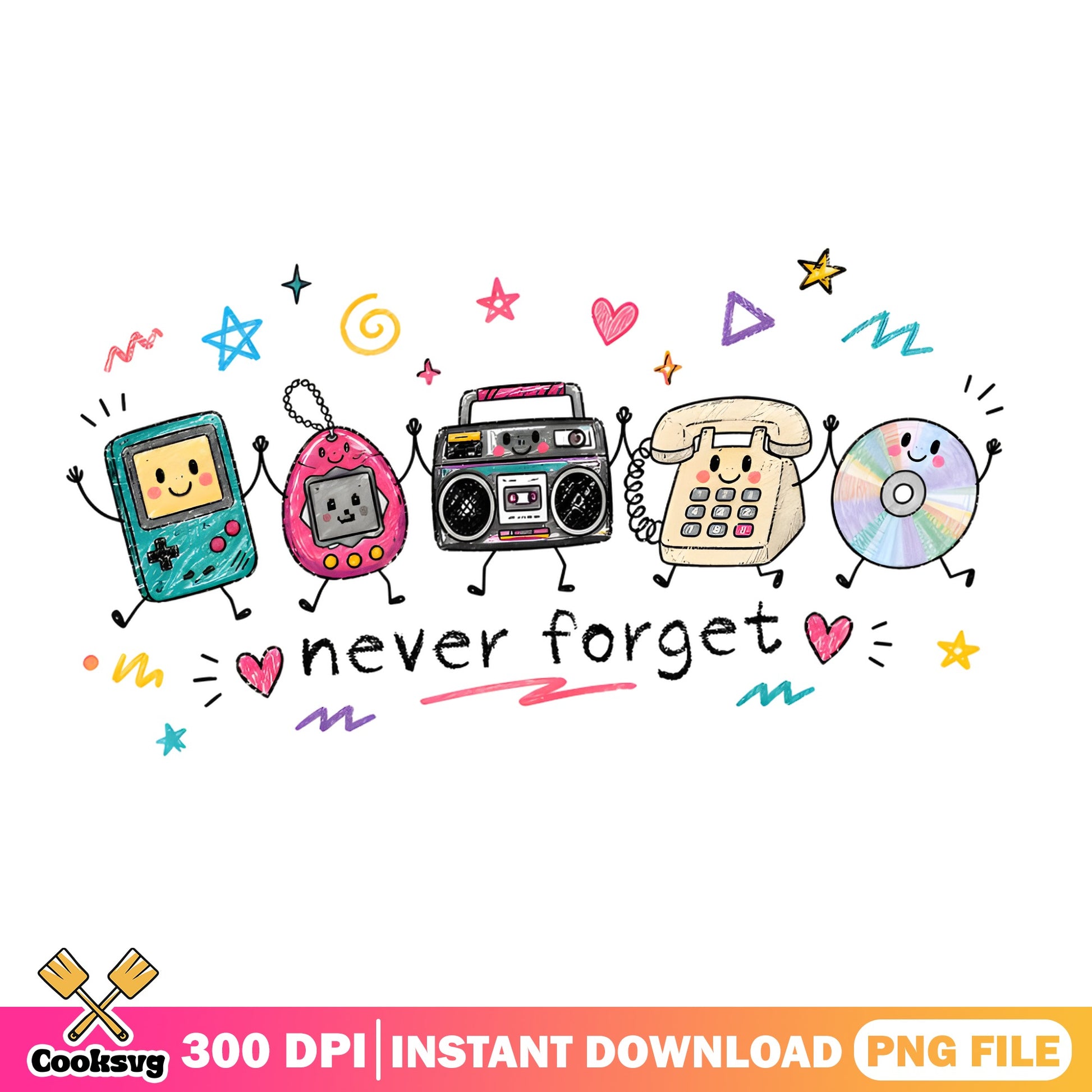 Never Forget 90s Retro PNG, Nostalgic 90s Kids PNG, Retro PNG