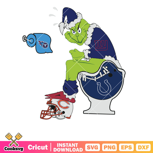 New York Giants SVG NFL Grinch svg, grinch sitting on toilet svg