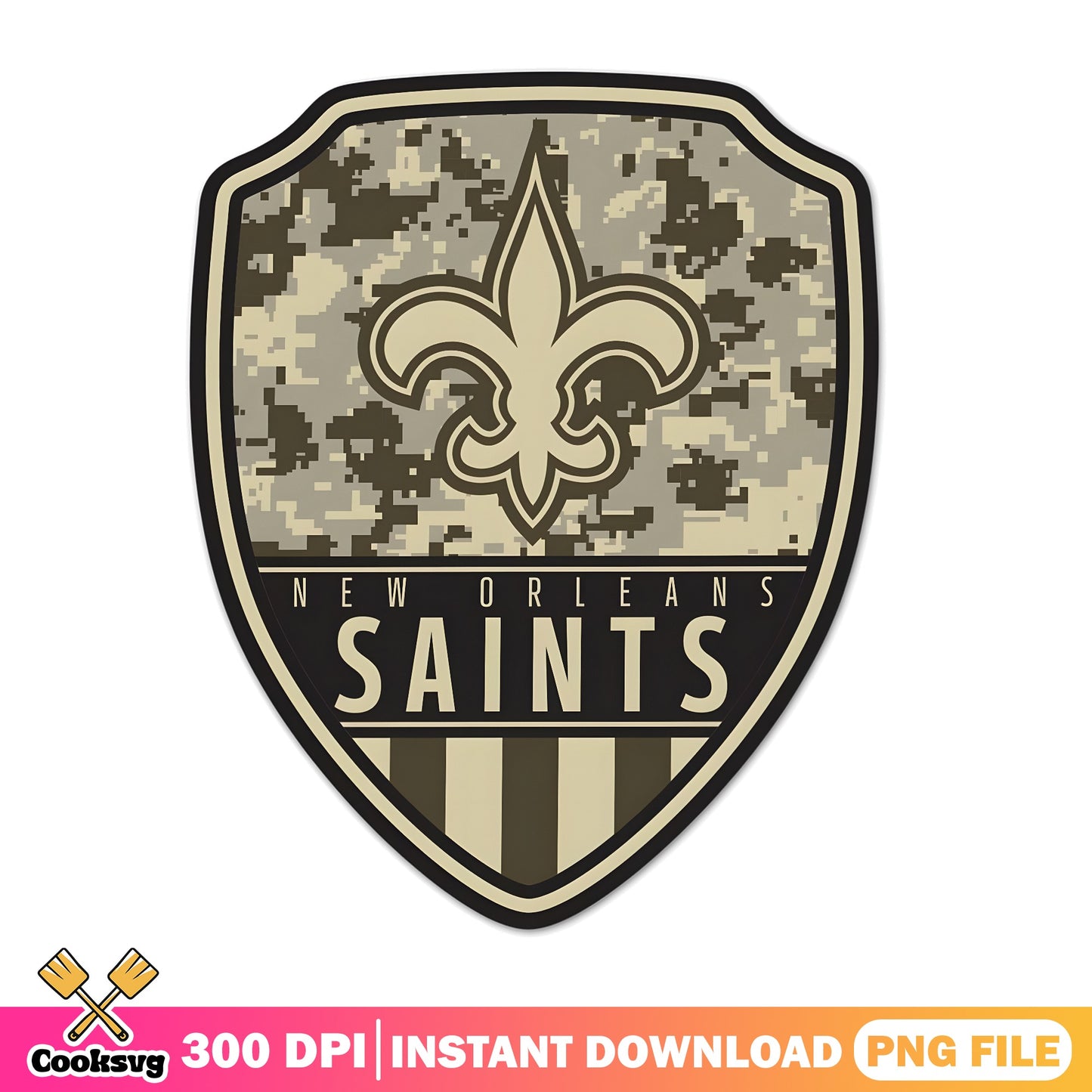 New Orleans Saints Camo Shield PNG, NFL Football PNG, Military PNG