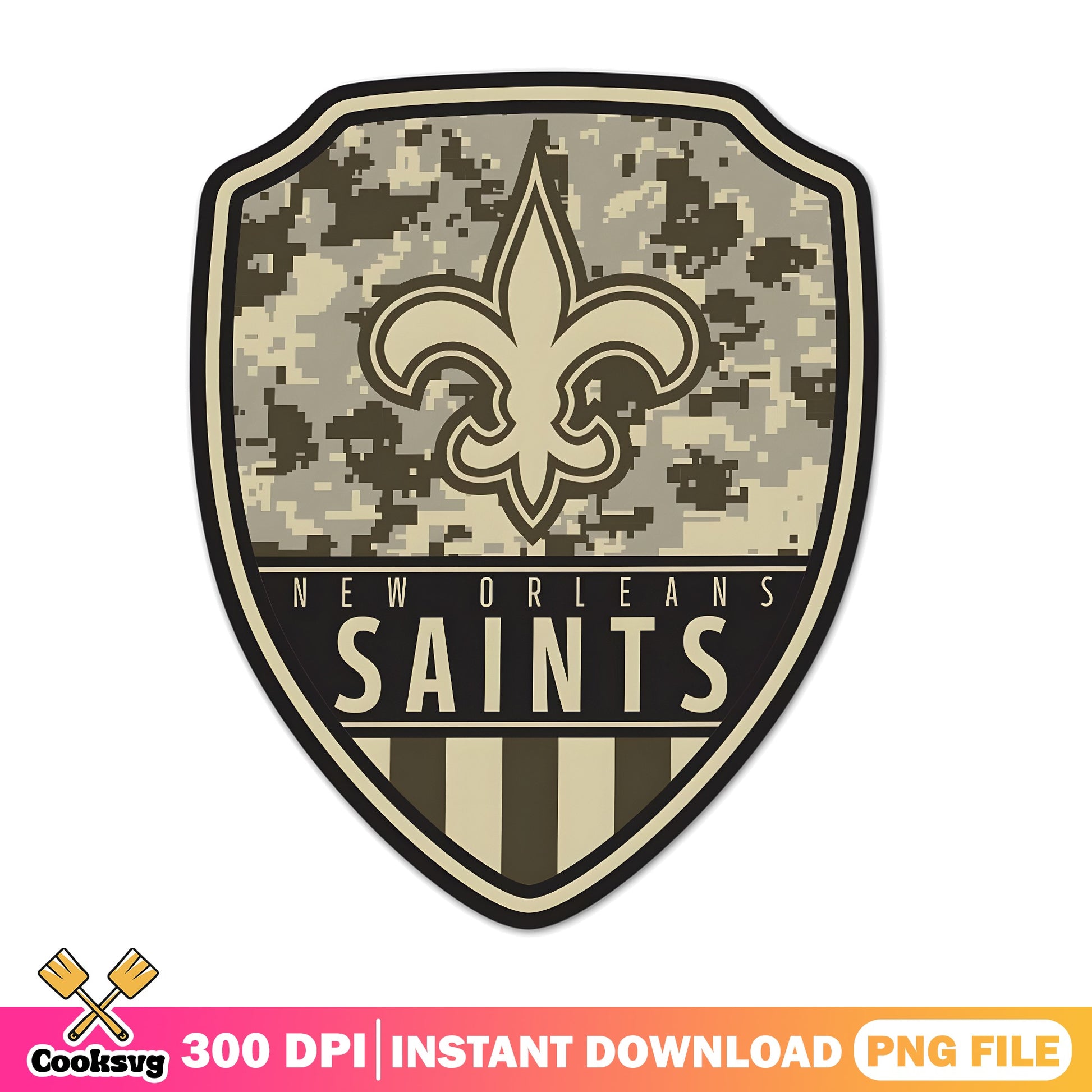 New Orleans Saints Camo Shield PNG, NFL Football PNG, Military PNG