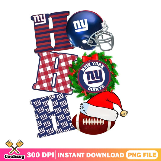 New York Giants Ho Ho Ho Christmas PNG, NFL Football PNG, Giants Christmas PNG