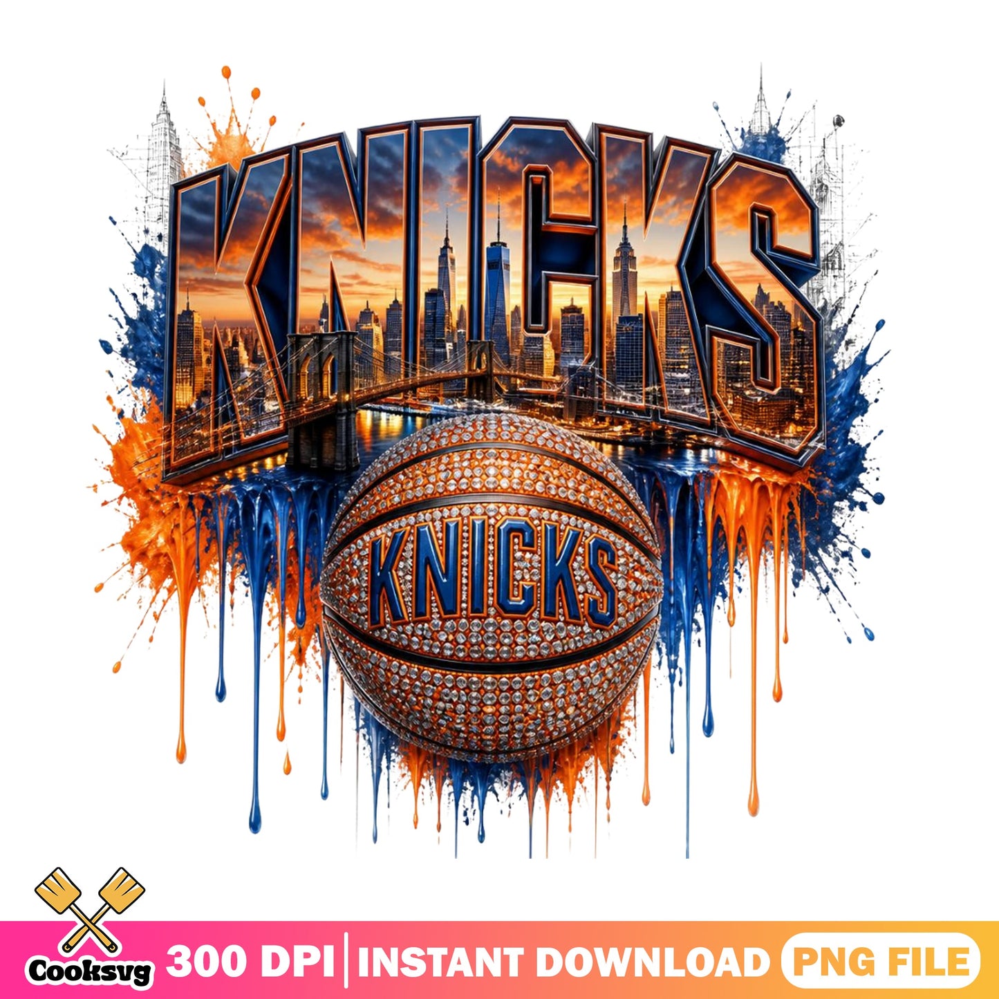 New York Knicks Basketball PNG, Knicks Drip PNG, NBA PNG