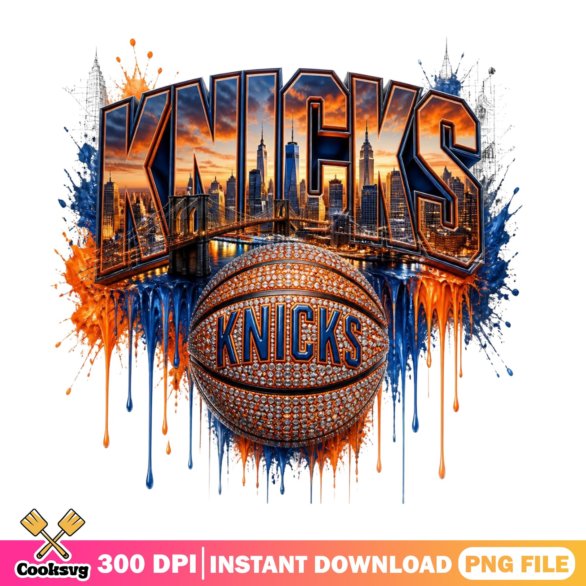 New York Knicks Basketball PNG, Knicks Drip PNG, NBA PNG