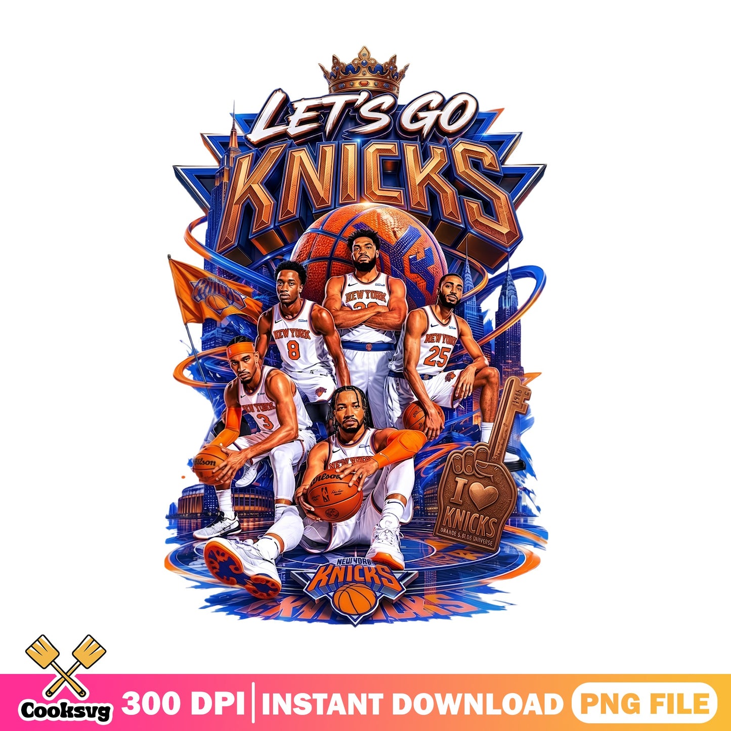 New York Knicks Basketball PNG, Lets Go Knicks PNG, NBA PNG
