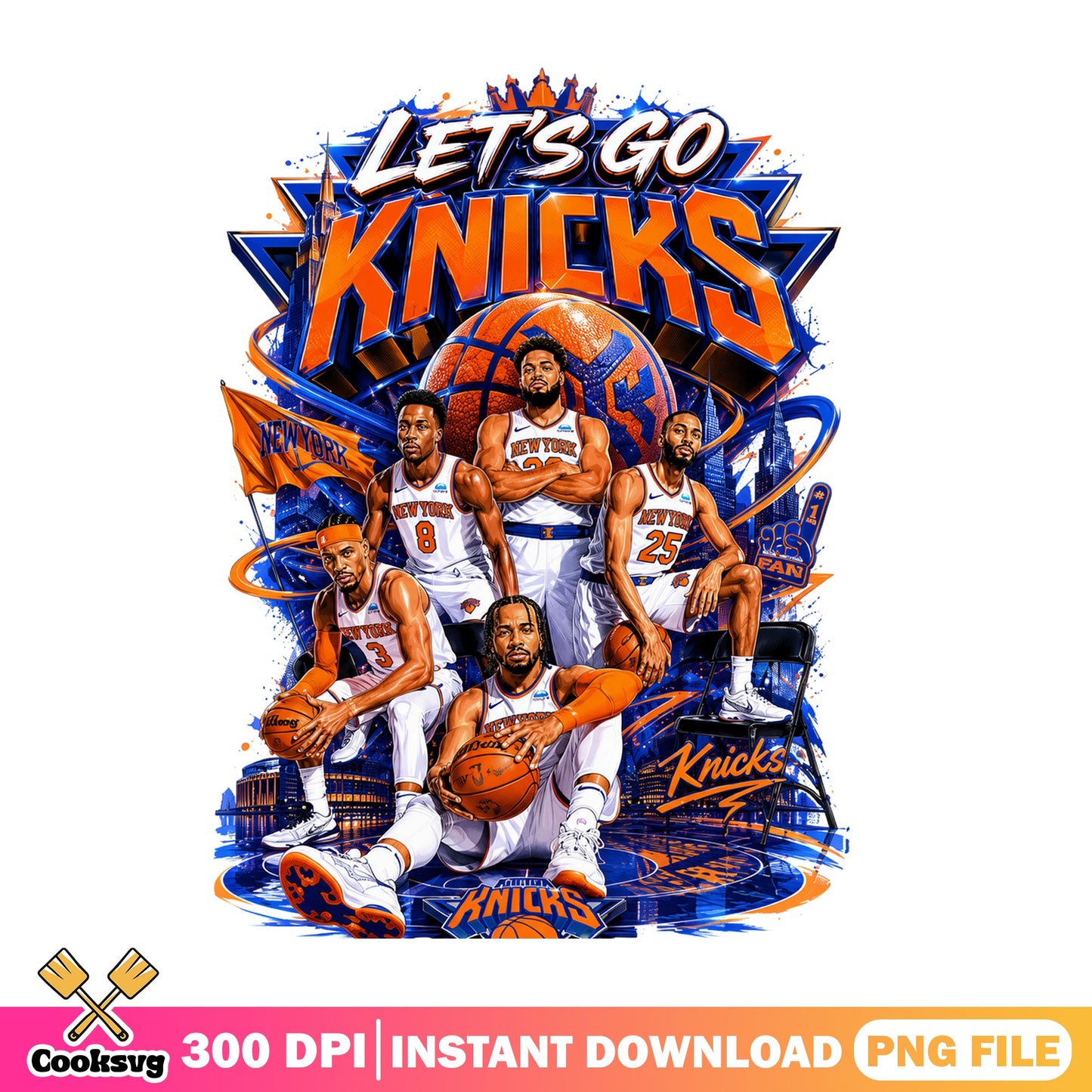 New York Knicks Basketball PNG, Lets Go Knicks PNG, NBA Team PNG