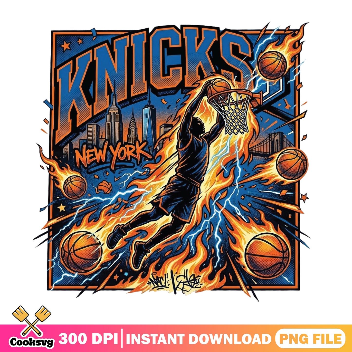 New York Knicks Basketball PNG, NBA Team Graphic PNG, Sports PNG