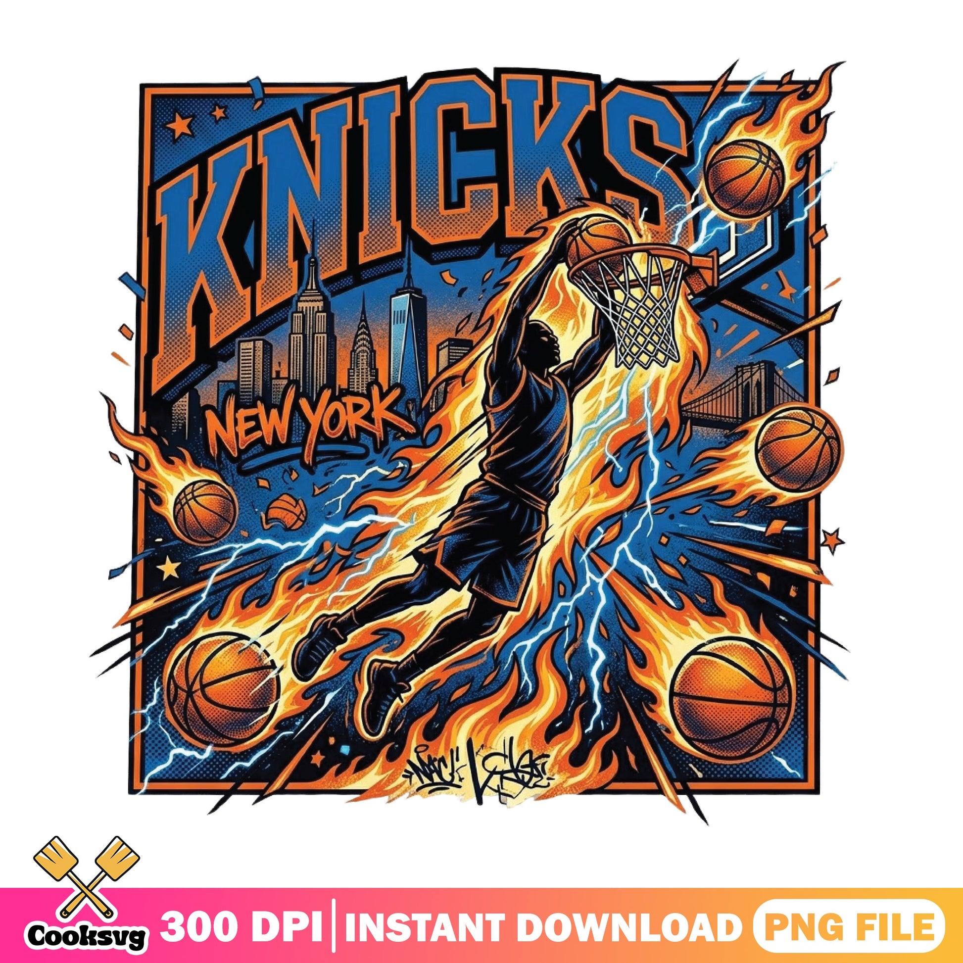 New York Knicks Basketball PNG, NBA Team Graphic PNG, Sports PNG