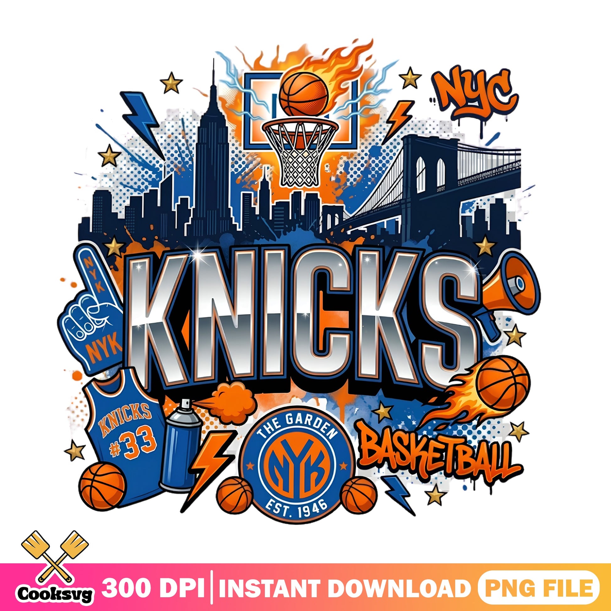 New York Knicks Basketball PNG, NBA Team PNG, Knicks Fan PNG