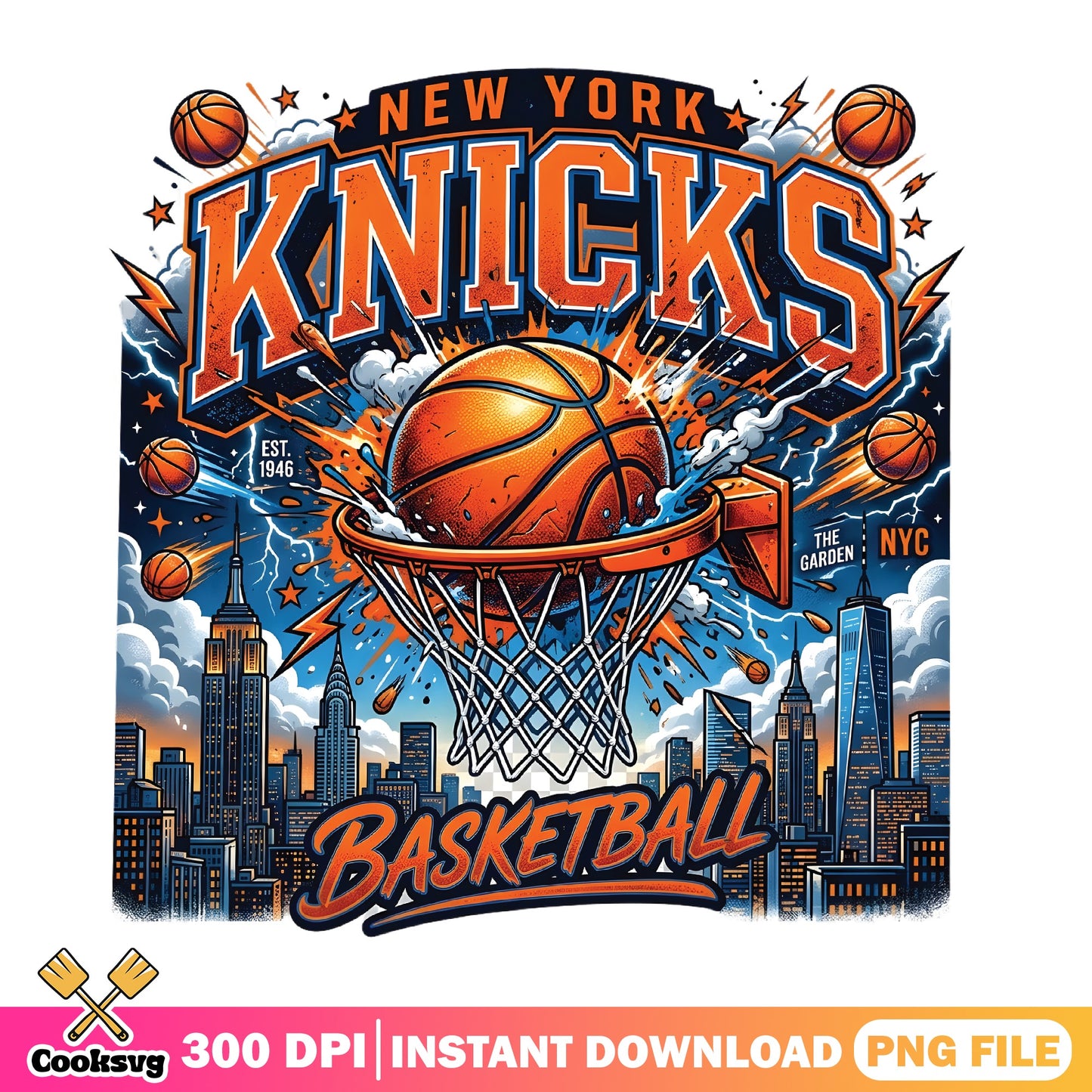 New York Knicks Basketball PNG, NBA Team Shirt, NYC PNG